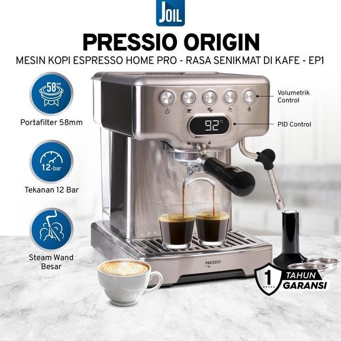 Joil Pressio Origin Mesin Kopi Espresso Machine Rumahan Brewing Pressure 12 Bar - EP1