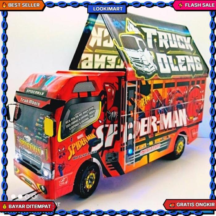 Promo Murah Truk Oleng Miniatur Kayu Full Lampu Kelip Dan Terpal Mainan Edukasi Mainan Viral Horeg B