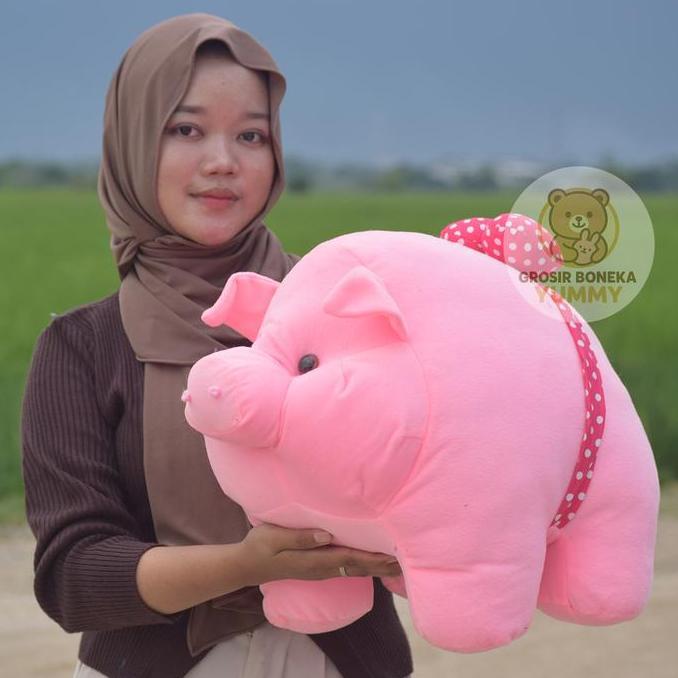 Bnc - Boneka Babi Jumbo Pink Muda Pita Besar Lucu ,Boneka Babi Jumbo Empuk