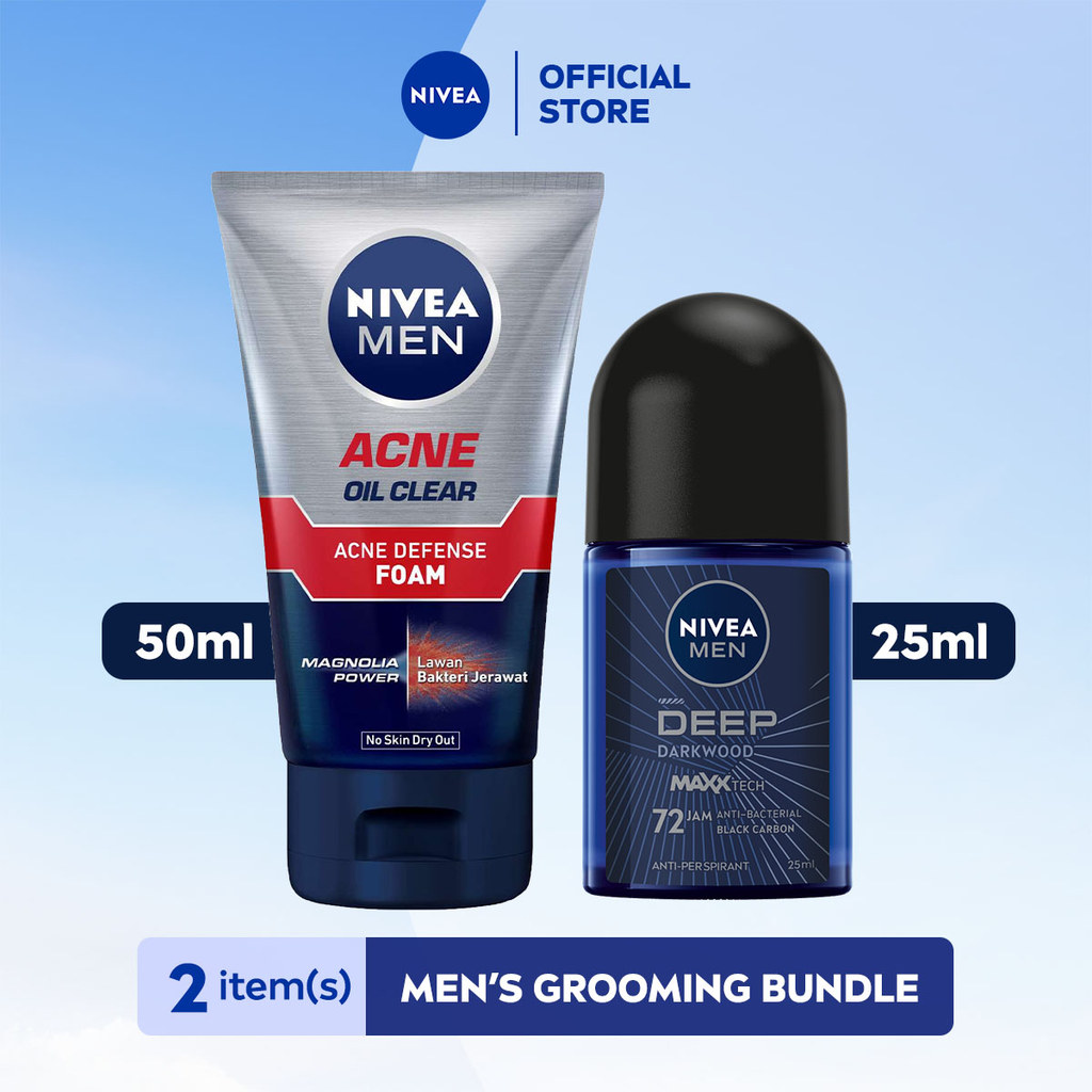 NIVEA MEN Travel Pack - Acne Defense Facial Foam 50mL + Deodorant Deep Roll-On 25mL
