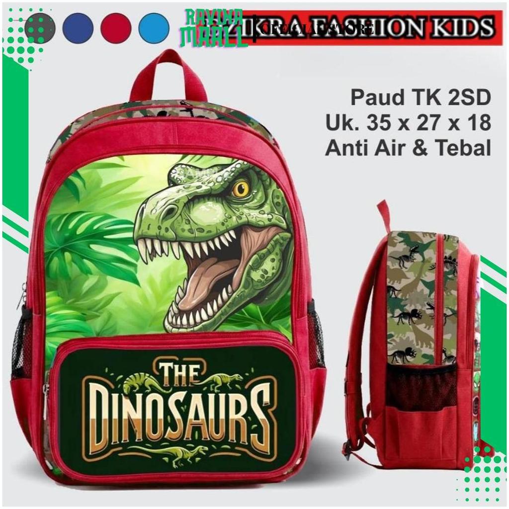 Tas sekolah anak ransel karakter Dinosaurs terbaru SD TK PAUD 2in1 bisa COD - DZIKRAFASHIONKIDS  GD 