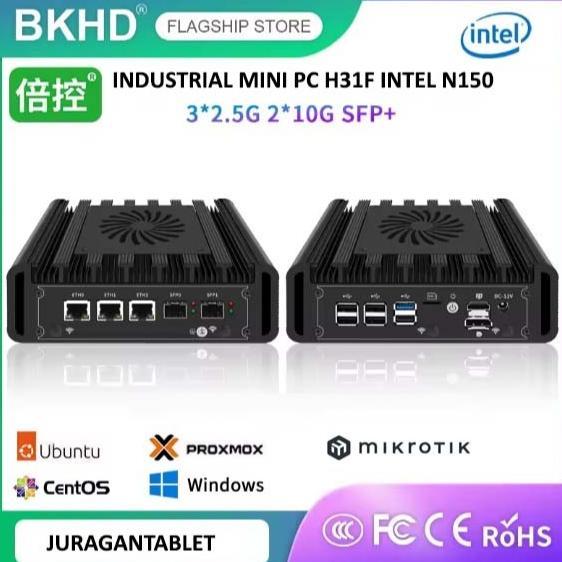 Industrial Mini PC BKHD H31F 3L2S Intel Core i3 N300 ES 3LAN 2.5G i226V 2 Port SFP+ 10G Intel 82599 