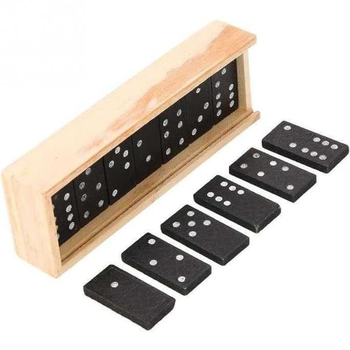 EYAMUY Domino Kayu Balok Gaple Game Kartu QQ Isi 28pcs Kartu Domino Tebal