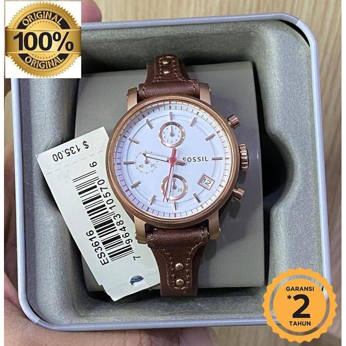 [CUCI GUDANG] Es3616 Rosegold Brown 38mm Original