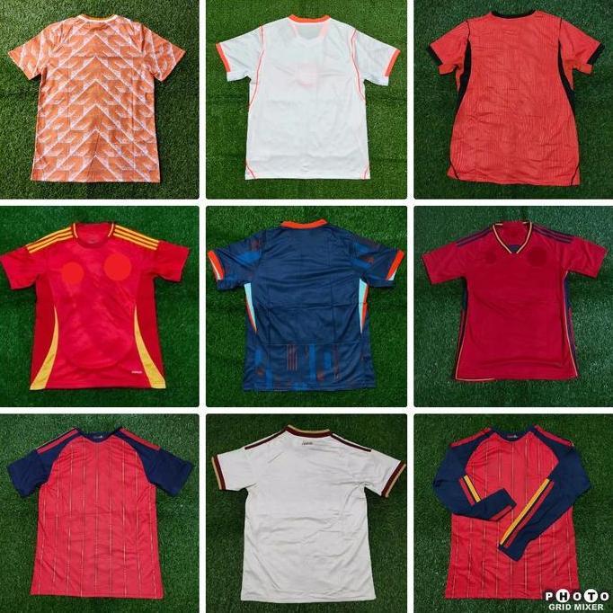 DOKUGAMIN RETRO BELANDA SPANYOL HOME AWAY JERSEY BAJU BOLA LONG SLEEVE PIALA DUNIA EROPA 2024 2026 G