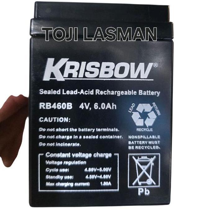( ACCU 4V4AH ) KRISBOW R SEALED LEAD-ACID RECHARGEABLE BATTERY RB460B 4V, 6.0AH LEAD RETURN 4V6.0AH 