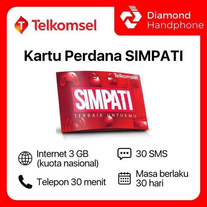 Bestseller- Kartu Perdana SIM Card Telkomsel Simpati 3GB 30 Hari Prabayar