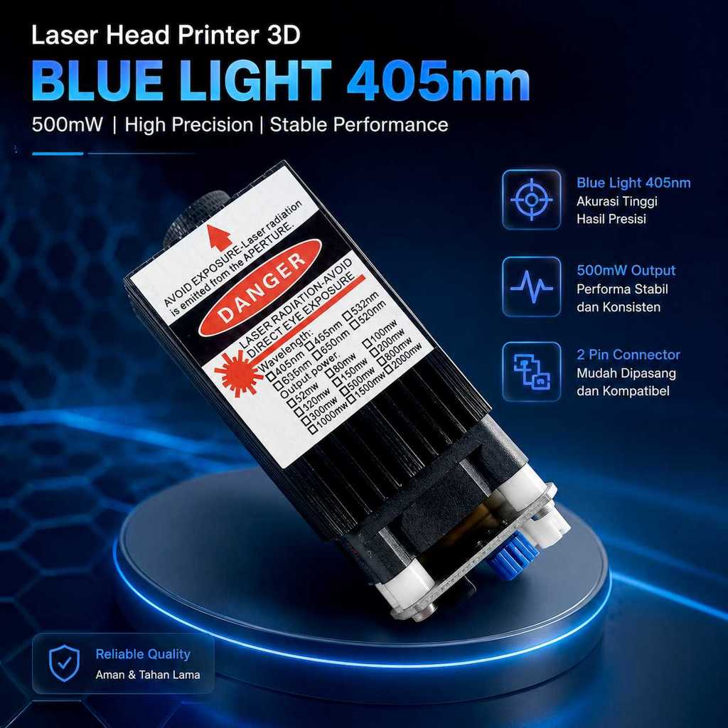Laser Head Printer 3D Ukir Engraving Blue Light 405nm 500mW