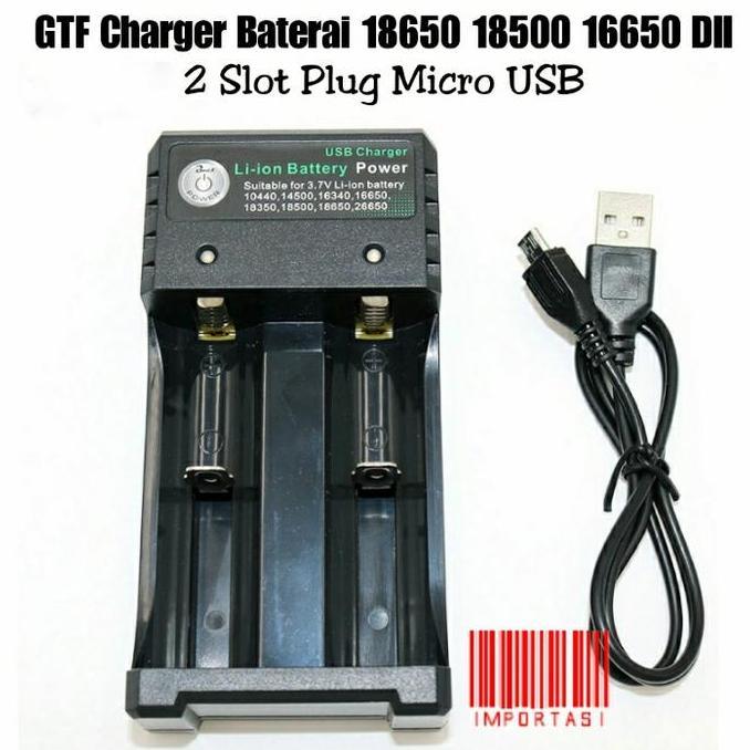 Best Seller GTF Charger Baterai 18650 18500 16650 14500 26650 18350 2 Slot USB Berkualitas 100% orig