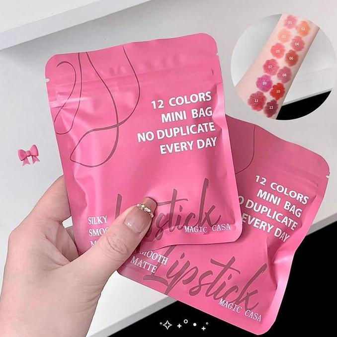 Color- 12 Pcs Lipstik Matte Set Lip Matte - Lipstik Matte Anti Air Yang Tidak Luntur, Set Lipstik Ve