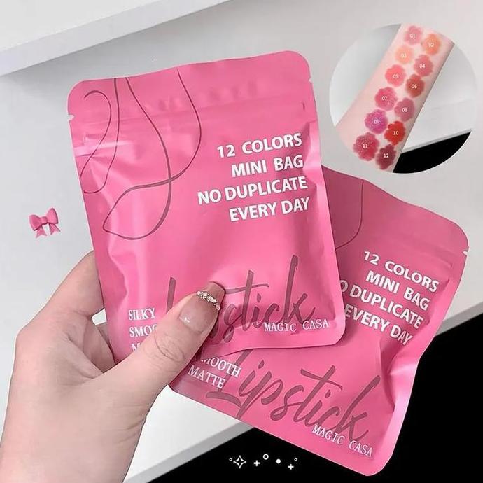 Color- 12 Rna Mini Lipstik Set, Lipstik Dengan Tekstur Velvety Matte, Lipstik Padat, Kosmetik Bibir,
