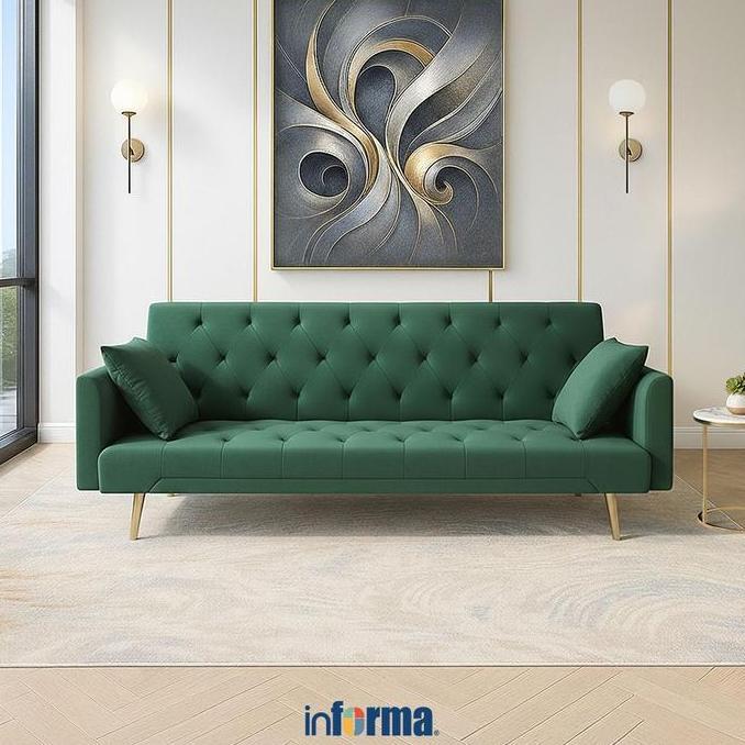 Bestseller- Informa Raya Sofa Bed Fabric Velvet - Hijau Sofa Lipat Tempat Tidur Lipat Sofa Minimalis