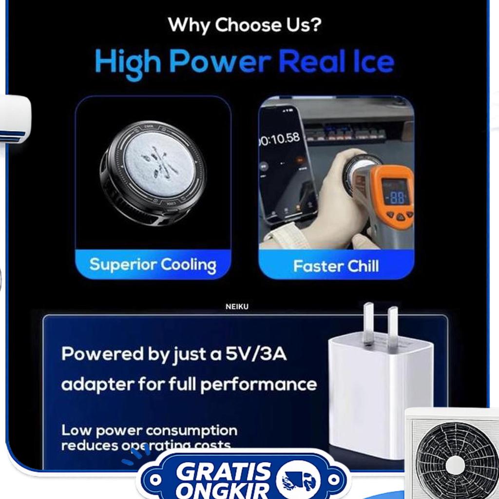 Neiku C60 Pro Phone Cooler Pendingin Hp Fan Cooler Dengan Mode Magnet Dan Clip