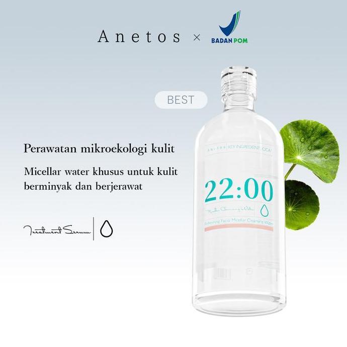 ANETOS Micellar Cleansing Water 500ml CICA & Micellar Technology untuk Kulit Sensitif | Makeup Remov