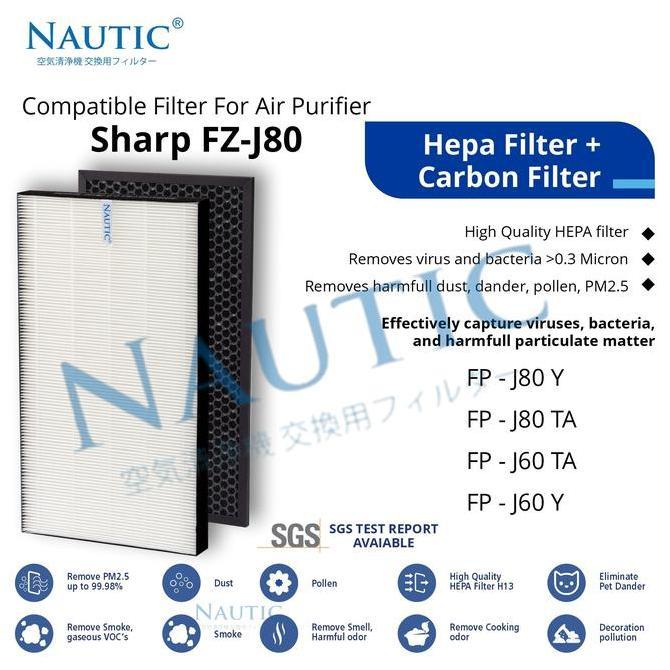 Trush- Hepa Filter Sharp Fp-J60Y Fp-J80Y Fp-J80Y-H Fp-J60Y-W Fp-J80 Fp-J60