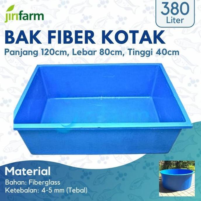 JIRIFARM - Bak Kolam Ikan Fiber Kotak Persegi 120x60x40cm 380Liter Koi Tebal