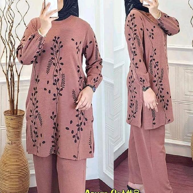 [CUCI GUDANG] ARUM SET BY MARSELLA / LD120 / Set tunik knit tebal + celana kulot / set wanita kekini