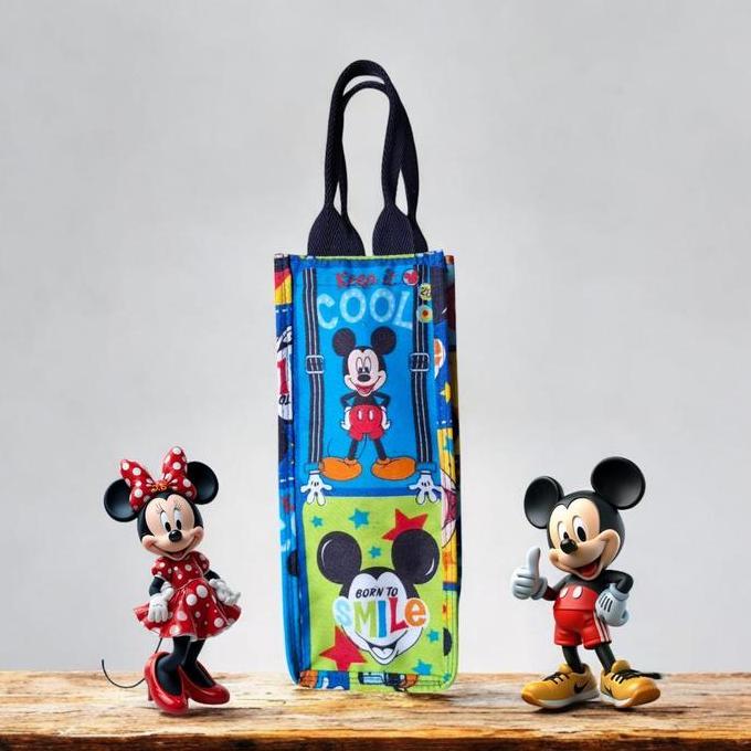 Juinju- Tas Mickey Botol 1 Liter Size 10 X 10 X 25 Cm Tas Karakter Lucu Tali Hitam Navy