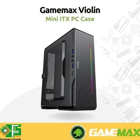 BEBAS ONGKIR - Casing Gaming M-ITX Gamemax Violin Black With ARGB LED Strip + PSU