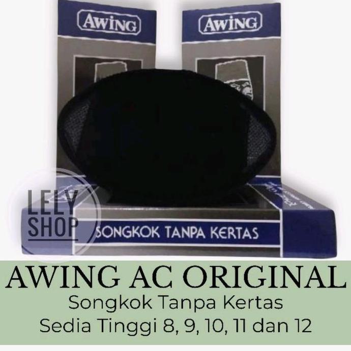 CUCI GUDANG - Songkok Hitam AWING AC Tinggi 8,9,10,11,12 Original Tanpa Kertas Kwalitas Export Peci 