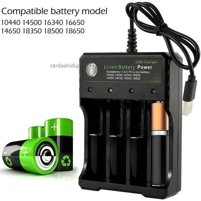 SHIOZENG Fast Charger Li-on charger 4 Slot USB Intelligent Battery Charger 18650 Li-ion Baterai AA /