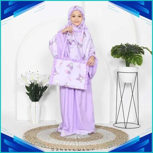 Diskon Lebaran Mukena Anak Perempuan Mukena Anak Kuromi Ungu (Tas Sejadah) Mukena Anak Anak Mukena A