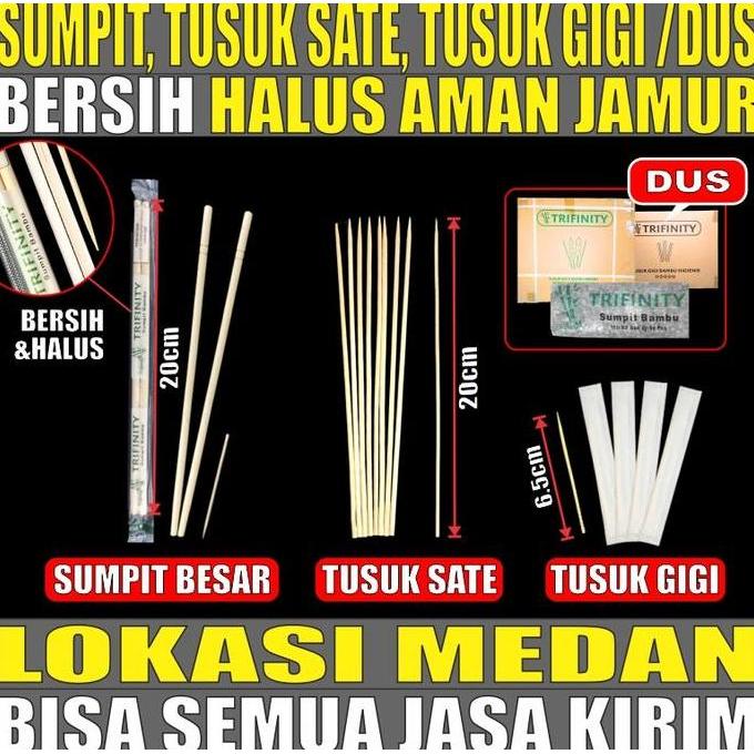 HARGA DISC - Sumpit Bambu Trifinity + Tusuk Gigi Higienis + Tusuk Sate Dus Js Krm Medan