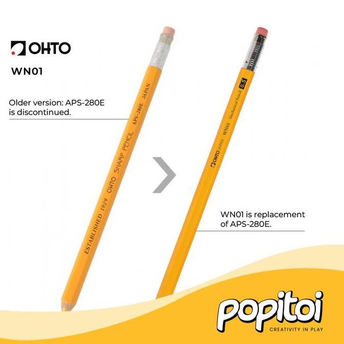 OHTO WN01 Wooden Shaft Mechanical Pencil 0.5 mm APS-280E Pensil Mekanik