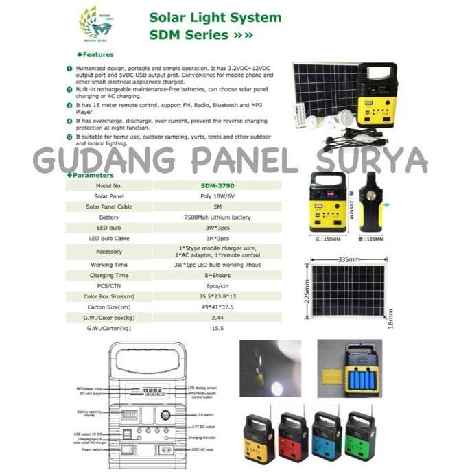 SHS Solar Home System 3 Lampu, Solar Panel PLTS 10W Paket Solar Panel 3 Lampu 10wp 10 Wp