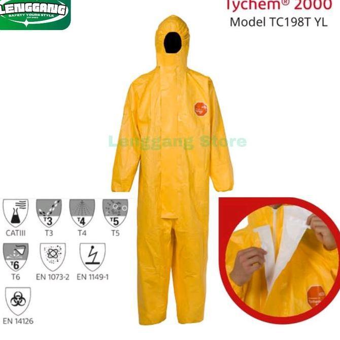 Hazmat Dupont Tychem C 2000 / Tychem 2000 TC198T YL COVERALL - Size XL