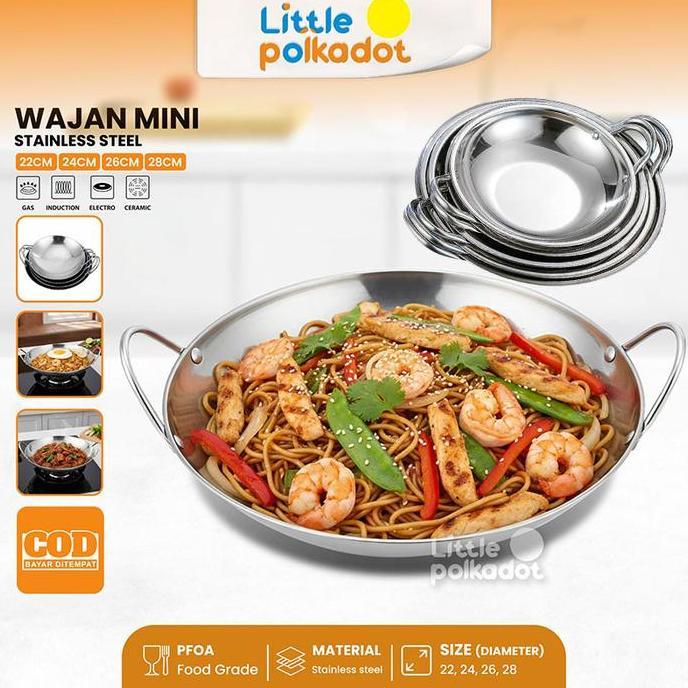 RELMARAMA Littlepolkadot Wajan Mini Stainless Anti lengketWajan Stainless Tebal Kuali Premium Dengan
