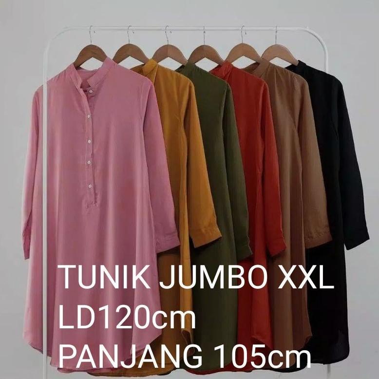 Tunik Jumbo/Tunik Muslimah/Tunik Jumbo Ld120&102/Panjang 105/Big Size/Moscepe Import Premium/Tunik T