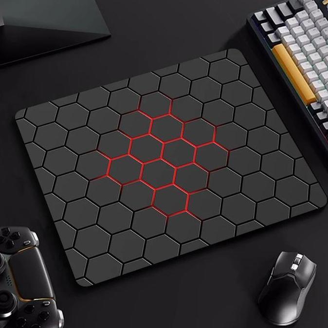 RELMARAMA Mousepad Gaming Mouse Pad Square Shape - Motif Honeycomb Laser Design - HC10