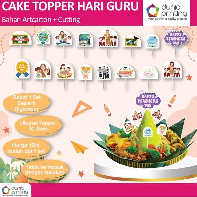 Topper Cake Hiasan tumpeng motif hari guru / happy teacher day