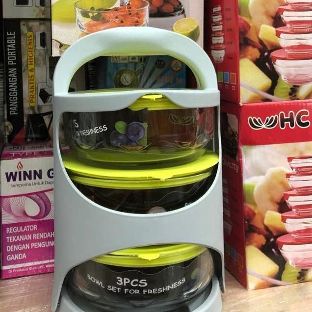Rantang kaca 3 susun / Rantang kaca korea