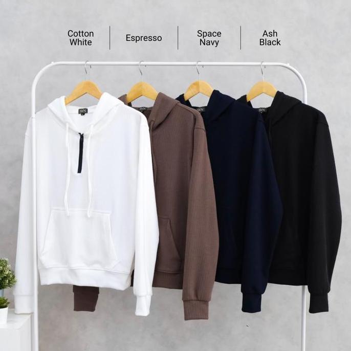 SAGI Men - Kai Zip Hoodie Jacket | Outer Jacket Pria Knit | Hoodie Half Zip Jaket Sweater Panjang