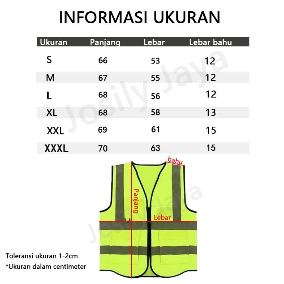 HEMAT Rompi Safety Proyek Id Holder 5 Saku / Rompi Reflektif - XL