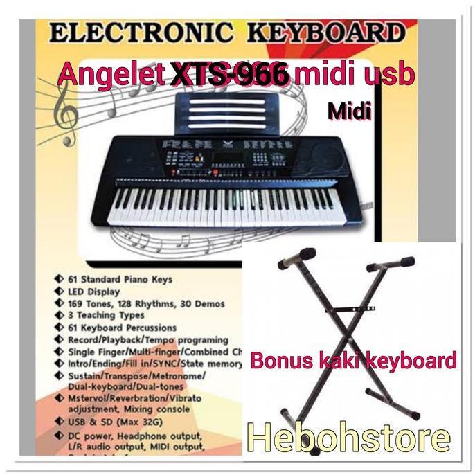 Vejra.id - Keyboard PIANO ANGELET XTS-966 61KEYS USB MIDI+Bonus kaki keyboard ORI