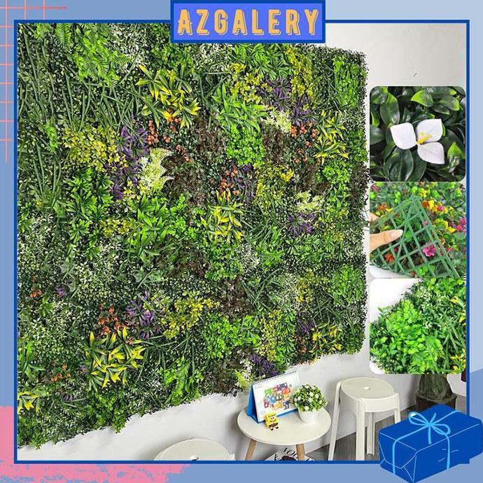 Tanaman Rumput Sintetis Artificial Dekorasi Dinding Ruangan Cafe Buatan Ornamen Plastik