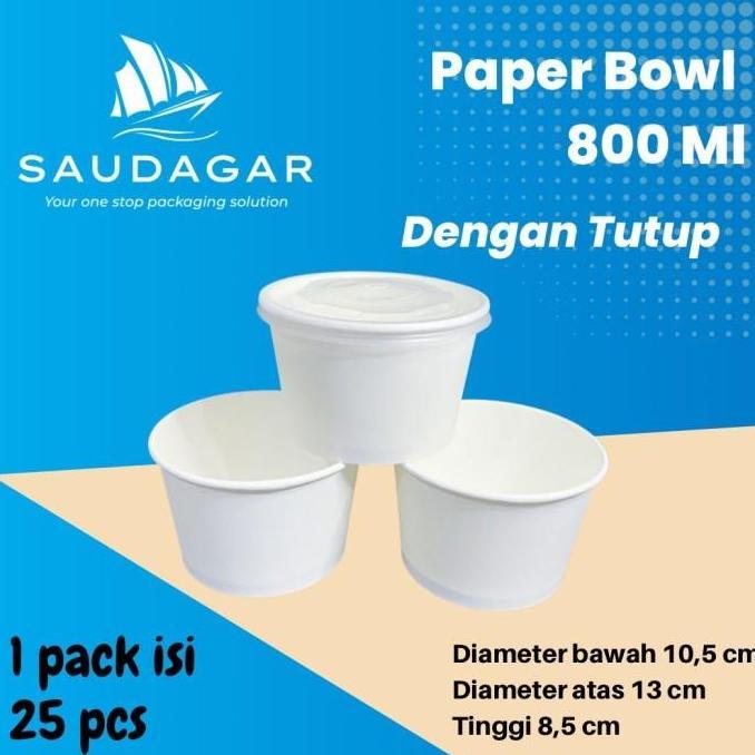 Paper Rice Bowl 800 ml / Mangkok Kertas Dengan Tutup