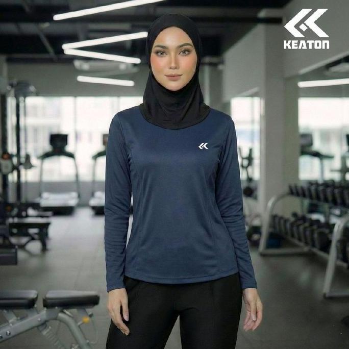 [ Fla ] Jersey Olahraga Wanita Hijab Kaos Running Wanita Muslimah Baju Badminton Wanita Lengan Panja