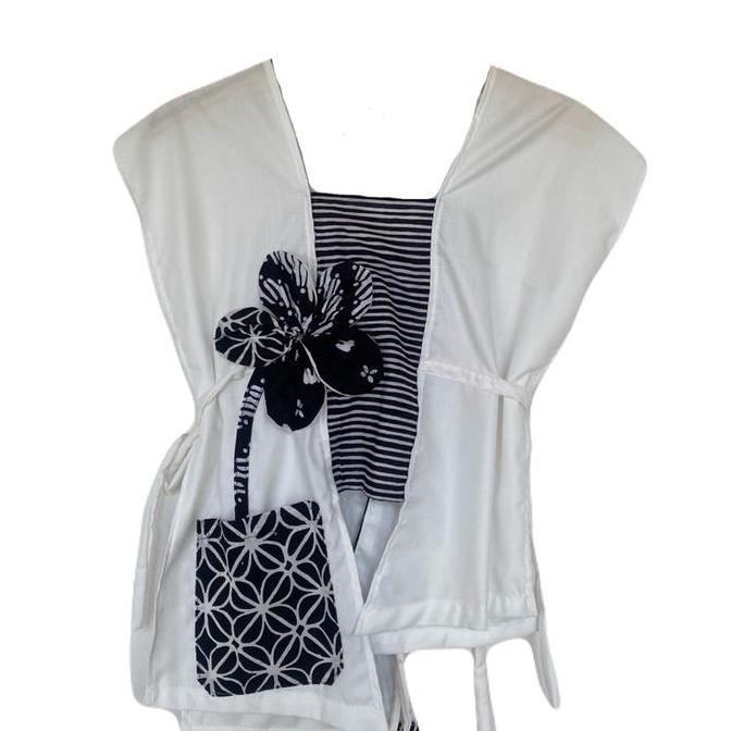 Lila Batik Vest - Sogan Batik Convertible Vest Unik Aplikasi Batik Handmade 3D bunga mozaik timbul B