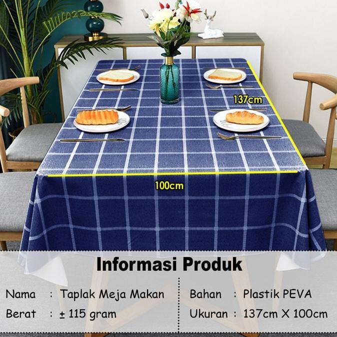 taplak Meja Makan PVC Pelapis Meja Lapisan, Ringan Mewah Ubah Meja Kopi Kain Plastik Kotak-Kotak Uku