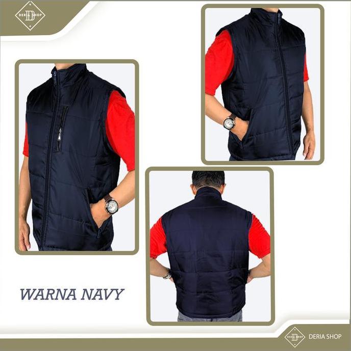 Rompi Gelembung Parasut Pria Polos Hitam Navy Dewasa Anak Vest Puffer Resleting Tebal Anti Angin Air