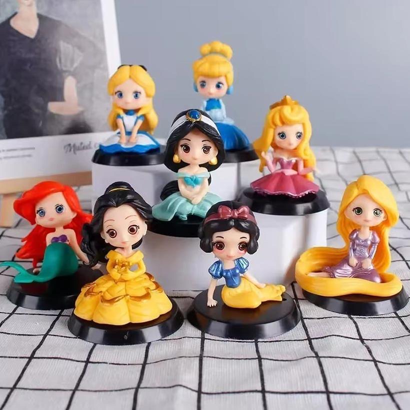 8Pcs Princess Figure Disney Princess Figure / Cinderella Rapunzel Belle Snow White Aurora / Mainan T