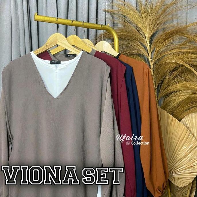 BERGARANSI UFAIRA COLLECTION~VIONA SET SETELAN ROK+TUNIK+ROMPI+PASMINA 4IN1 SETELAN WANITA TERBARU A