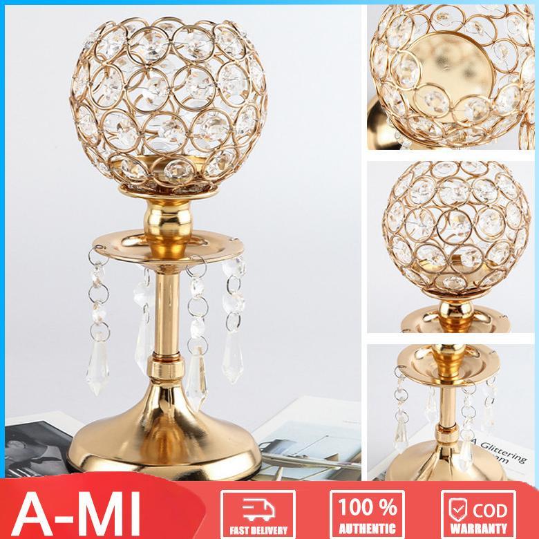 Tempat Lilin Kristal Eropa - Tempat Lilin Kristal Mewah - Tempat Lilin Kristal Emas - Dekorasi Rumah