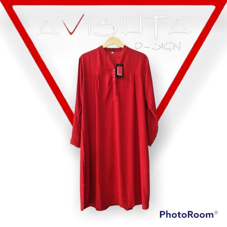 Tunik Polos Rayon Merah Cabe Tunik Katun Rayon Tunik Polos Jumbo Lasenta By Avishta D-Sign Merah Cab