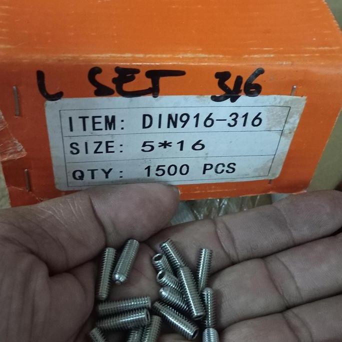 baut L tanam stenlis 316 M 5x16 Pitch 0..8 set screw 316 imbus
