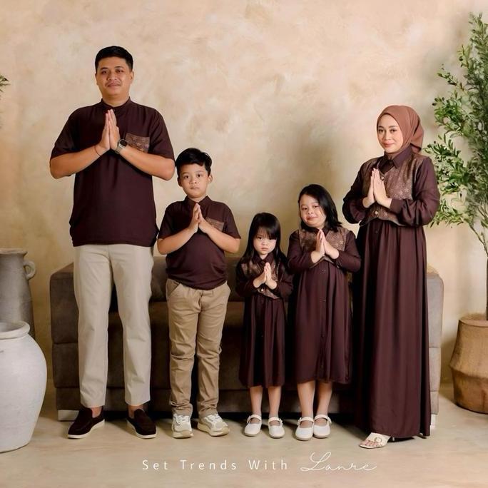 Ghania Couple Set Family Buat Lebaran 2026 Sekeluarga Bahan Rayon Mix Jaquart Koko Dan Dress Ayah Ib